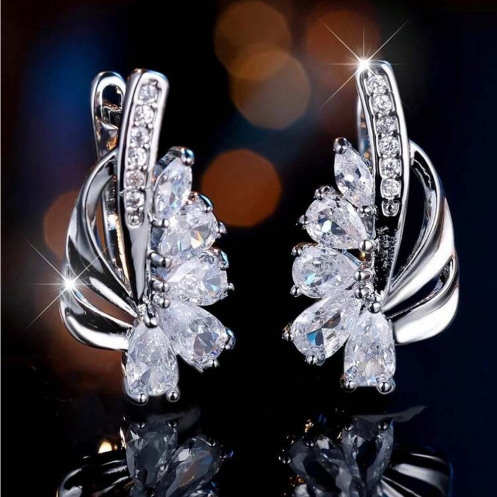 Elegant Silver Crystal Earrings